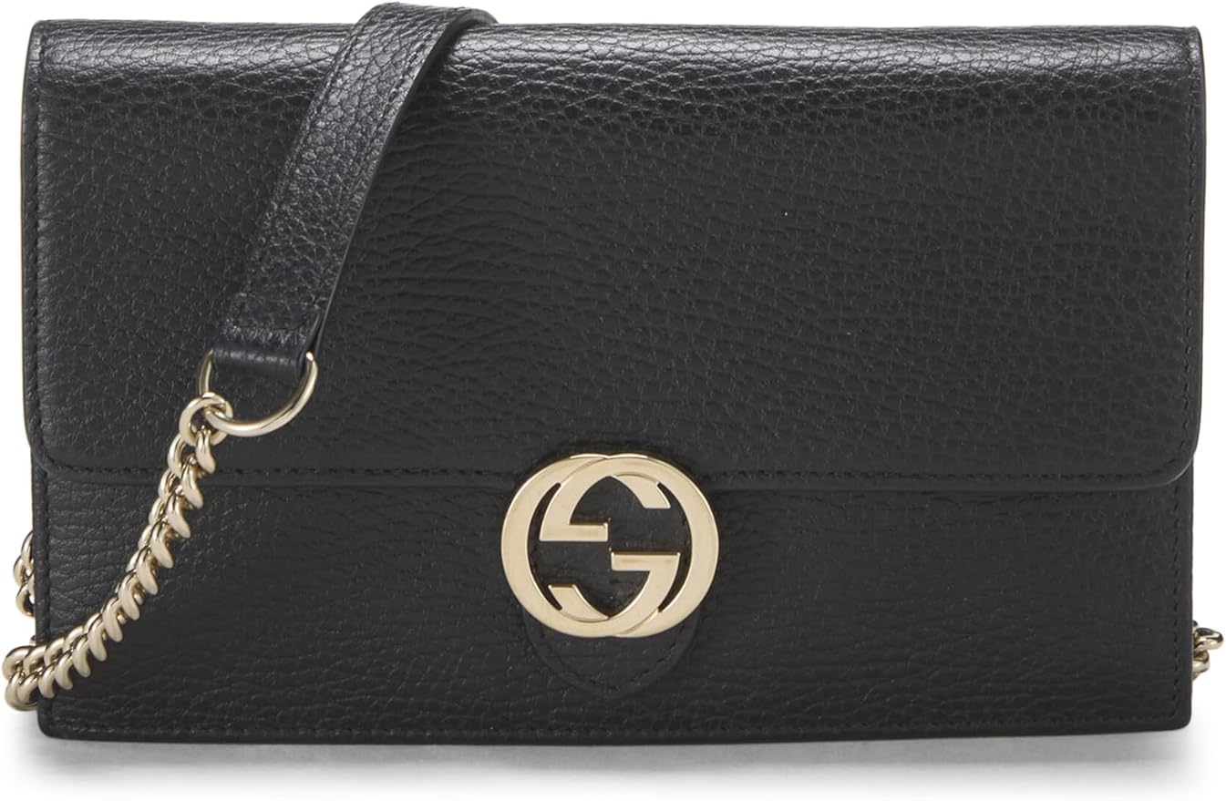 Gucci G ON A Leather Calfskin Chain Wallet Case