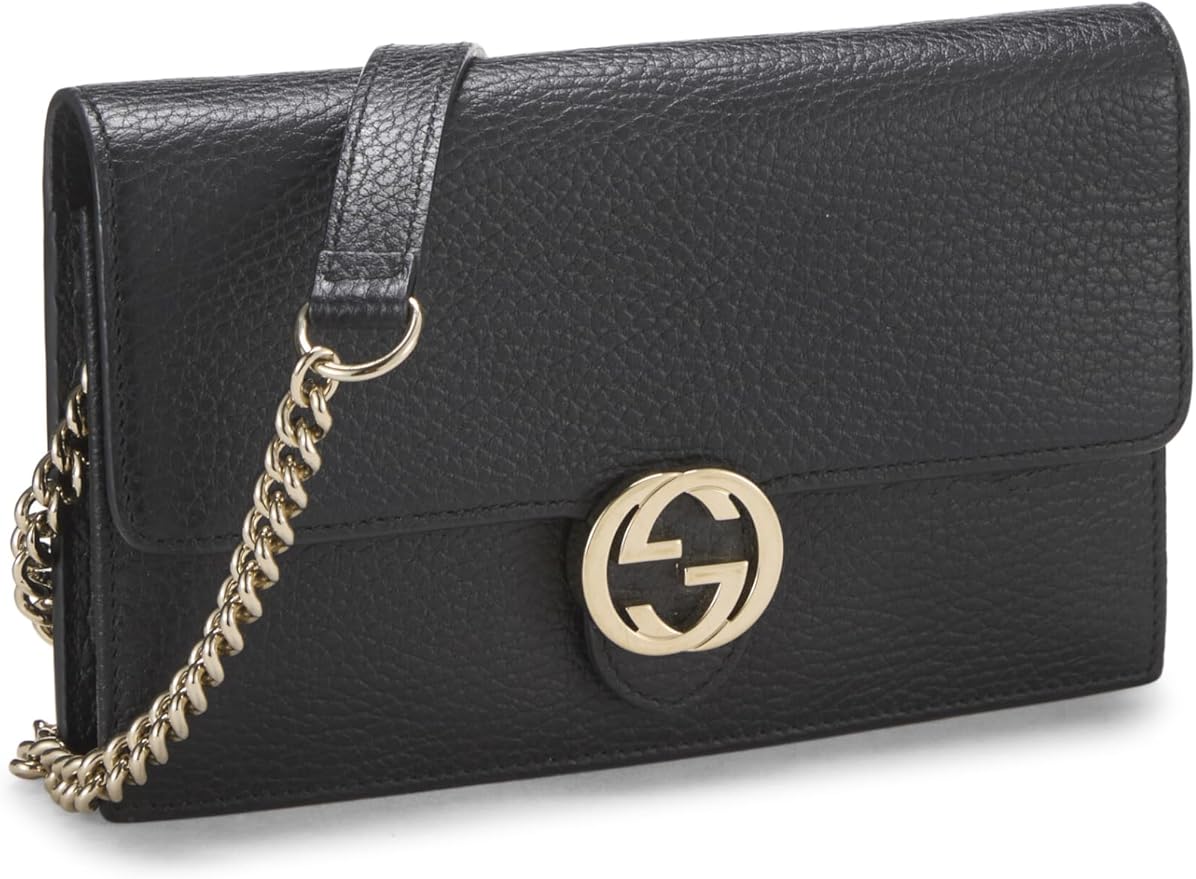 Gucci G ON A Leather Calfskin Chain Wallet Case