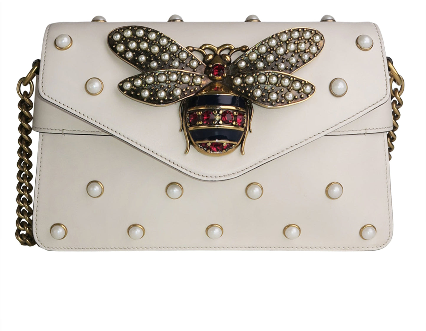 Gucci NAPPA STUDDED QUEEN MARGARET BROADWAY Leather Mini Clutch Bag