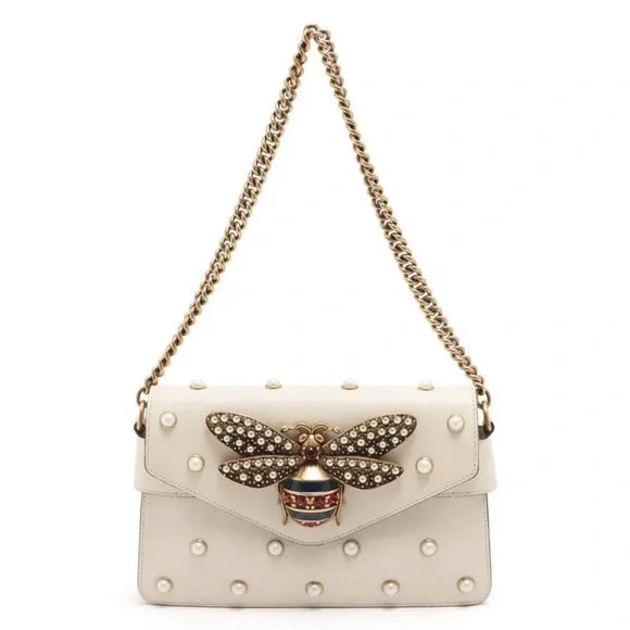 Gucci NAPPA STUDDED QUEEN MARGARET BROADWAY Leather Mini Clutch Bag