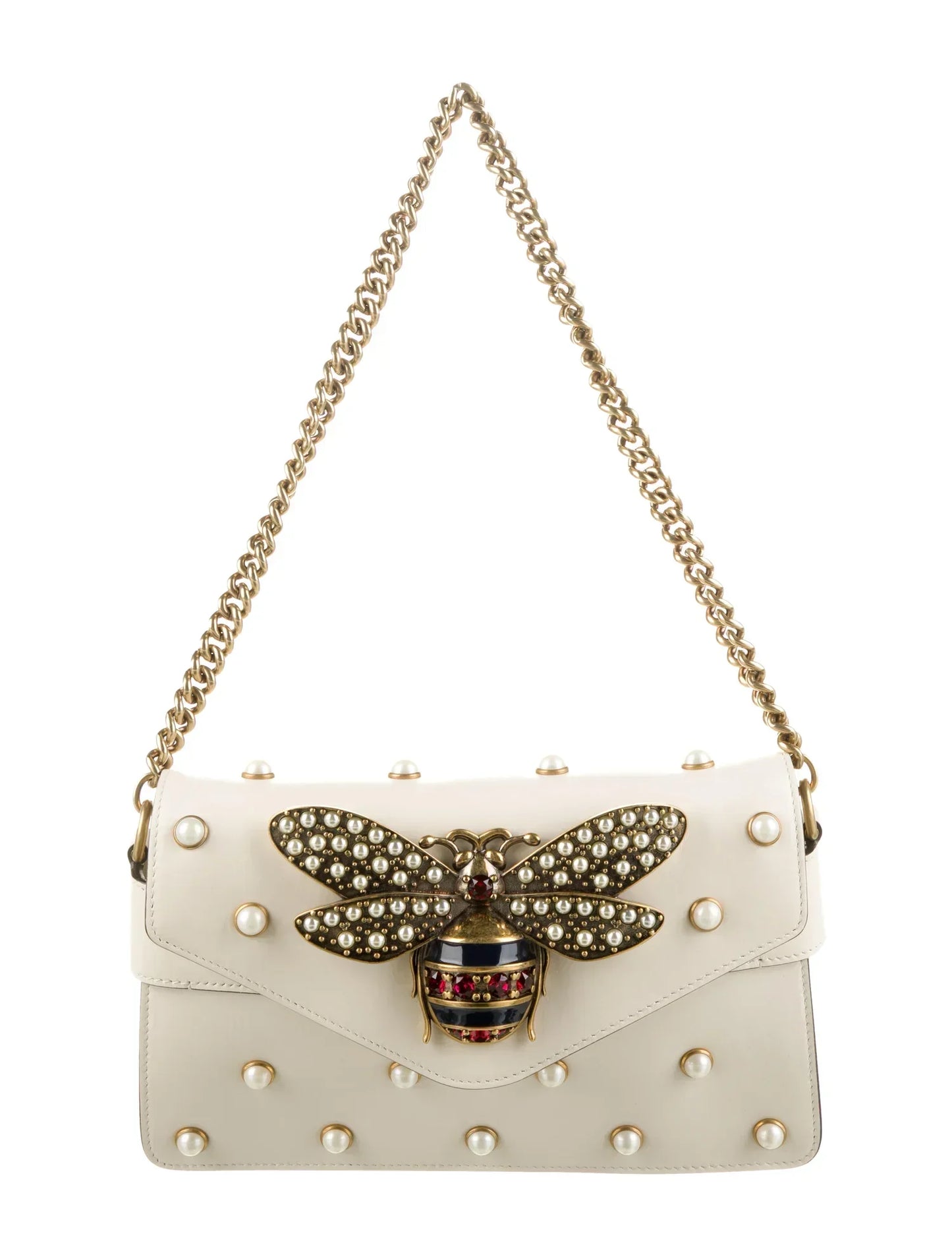 Gucci NAPPA STUDDED QUEEN MARGARET BROADWAY Leather Mini Clutch Bag