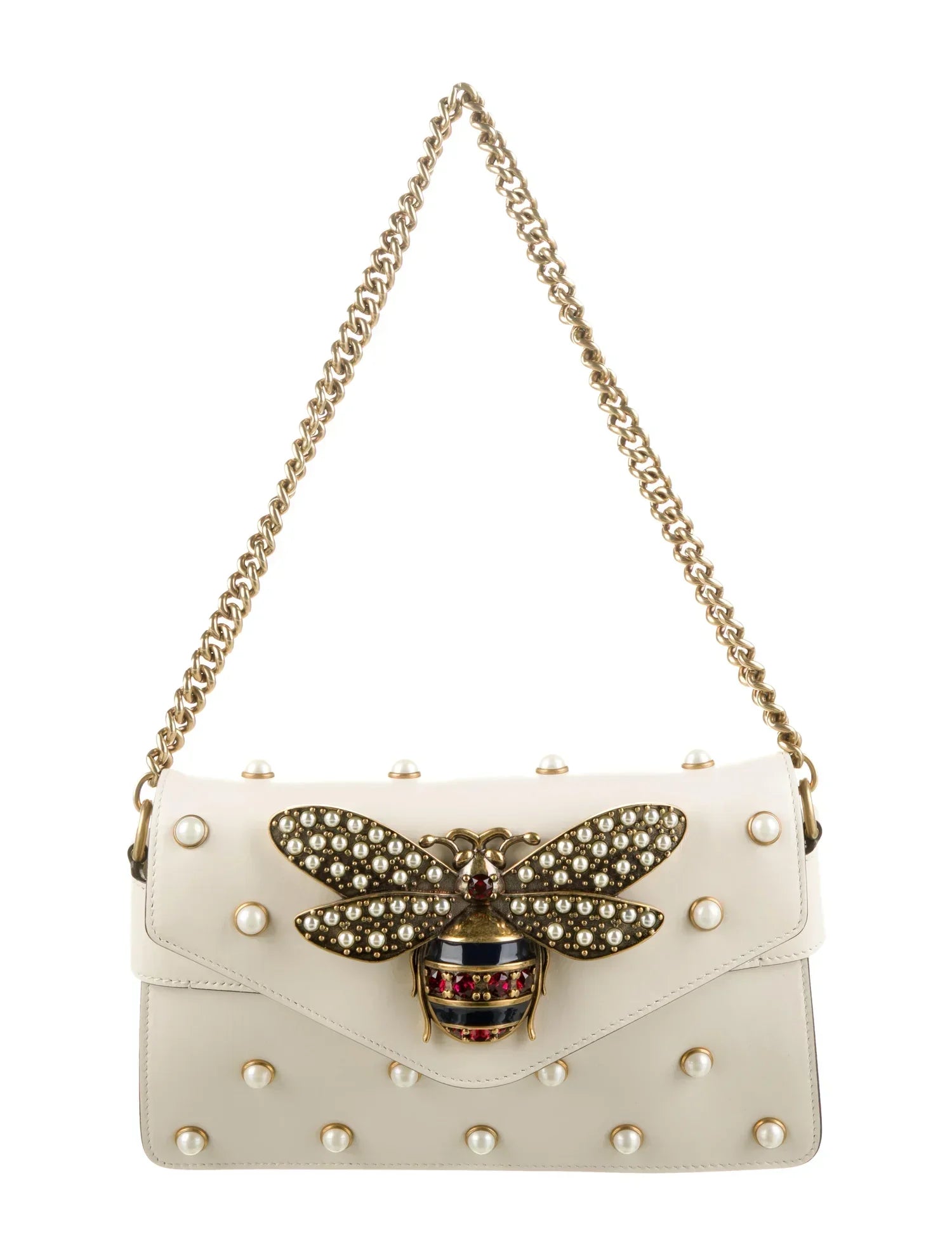 Gucci NAPPA STUDDED QUEEN MARGARET BROADWAY Leather Mini Clutch Bag