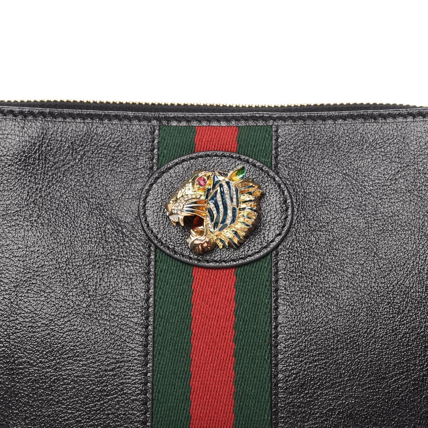 Gucci WEB RAJAH Leather Calfskin Clutch Bag