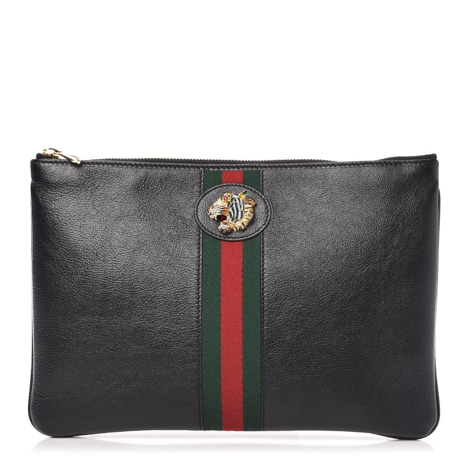 Gucci WEB RAJAH Leather Calfskin Clutch Bag