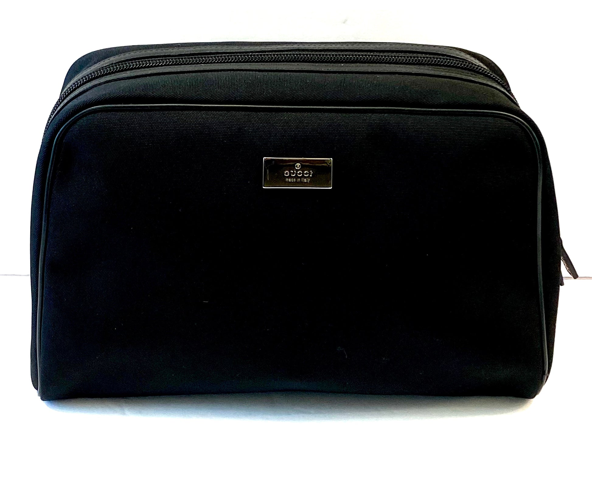 Gucci TRIM COSMETIC Leather Canvas Travel Bag