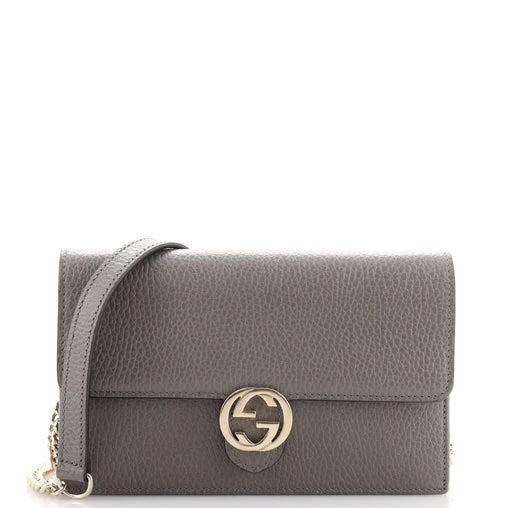 Gucci DOLLAR GG ON Calfskin Chain Wallet Case Chain 1