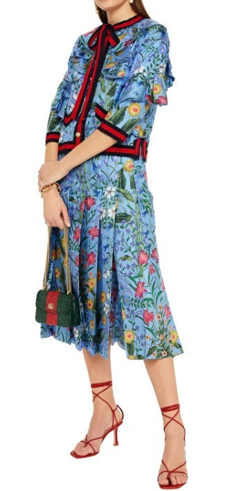 Gucci FLORA RUFFLED SILK JACKET Apparel