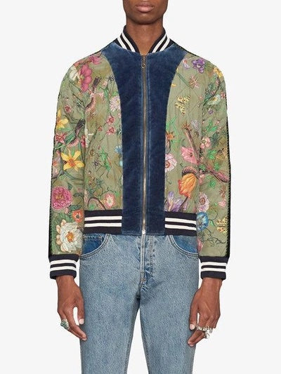 Gucci FLORA SNAKE PRINT SILK BOMBER Apparel