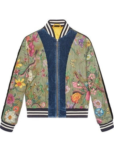 Gucci FLORA SNAKE PRINT SILK BOMBER Apparel