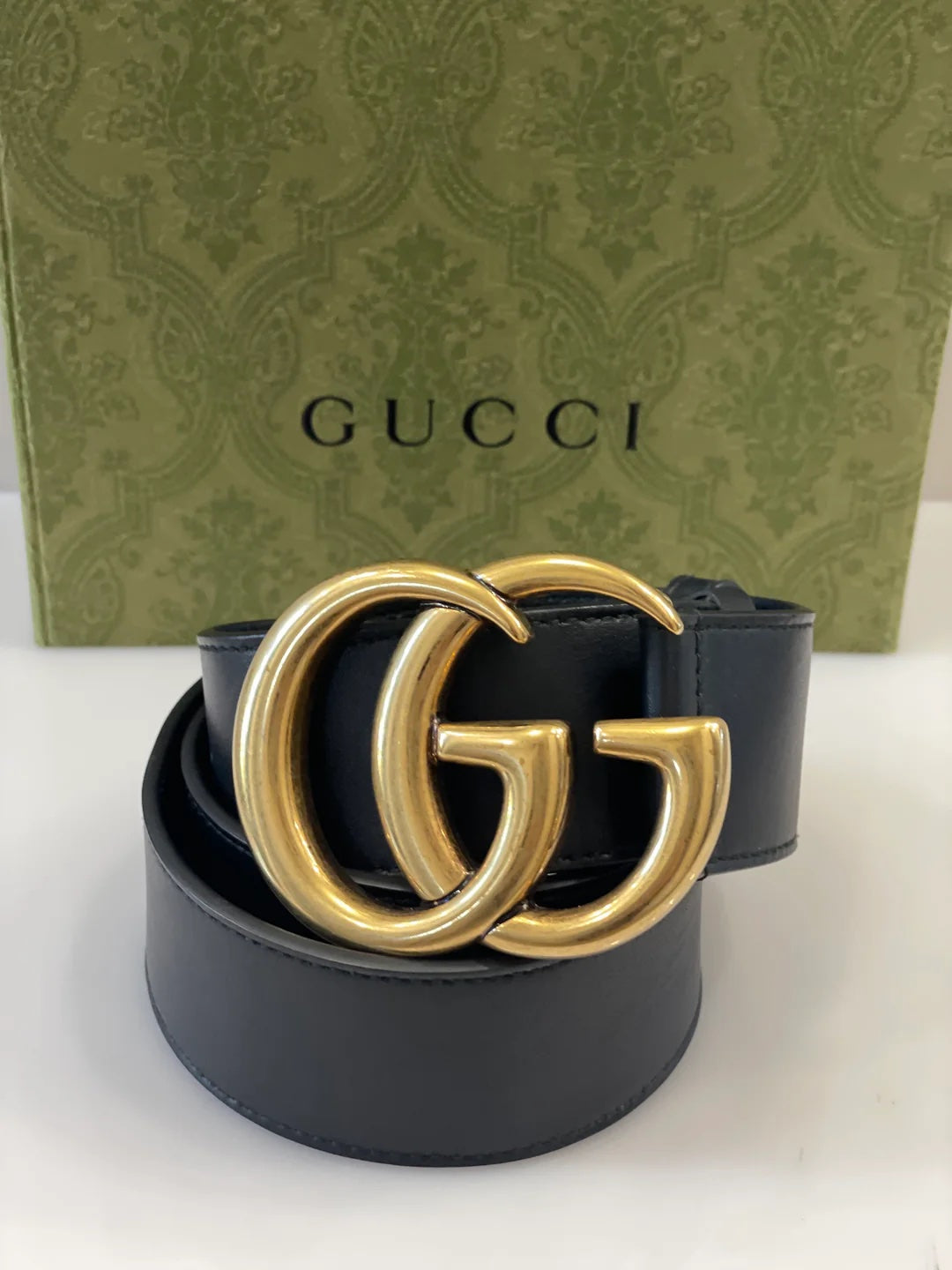 Gucci GG MARMONT DOUBLE G Leather Calfskin Belt