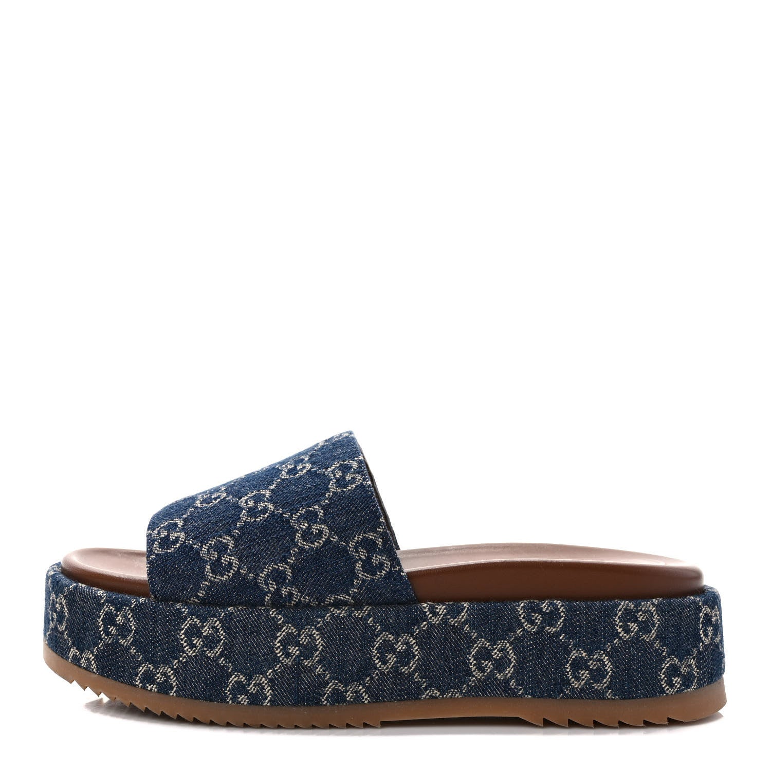 Gucci GG SUPREME ANGELINA PLATFORM MULES Monogram Denim Shoes