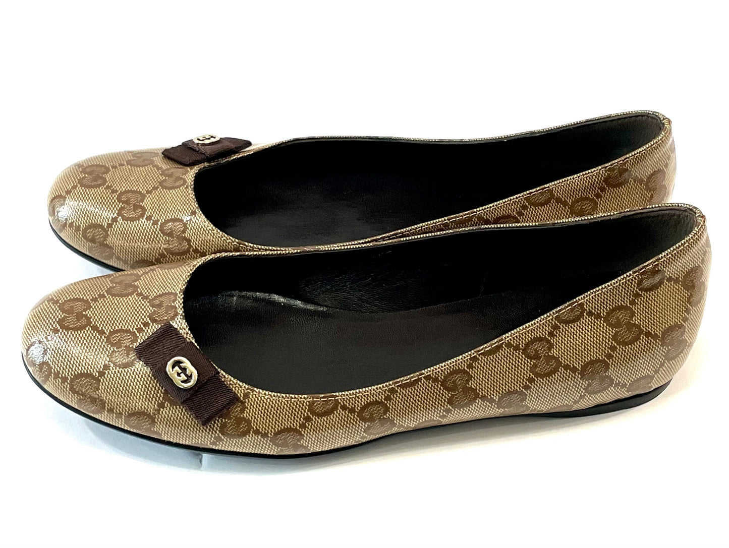 Gucci GG CRYSTAL COATED BALLET FLATS Monogram Canvas Apparel