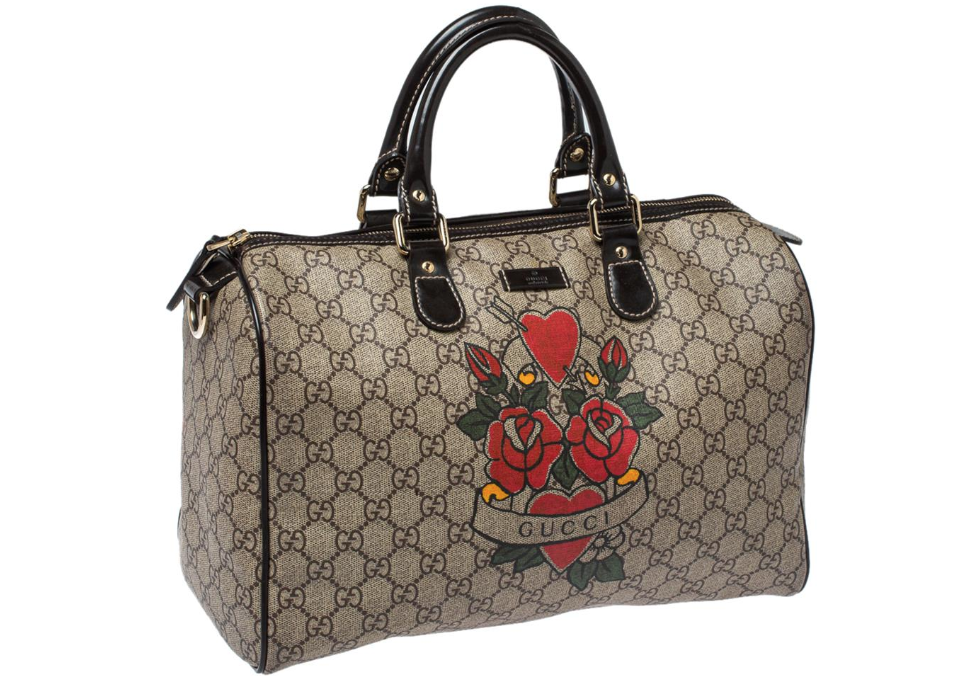 Gucci GG PLUS TATTO HEART JOY Monogram Travel Bag