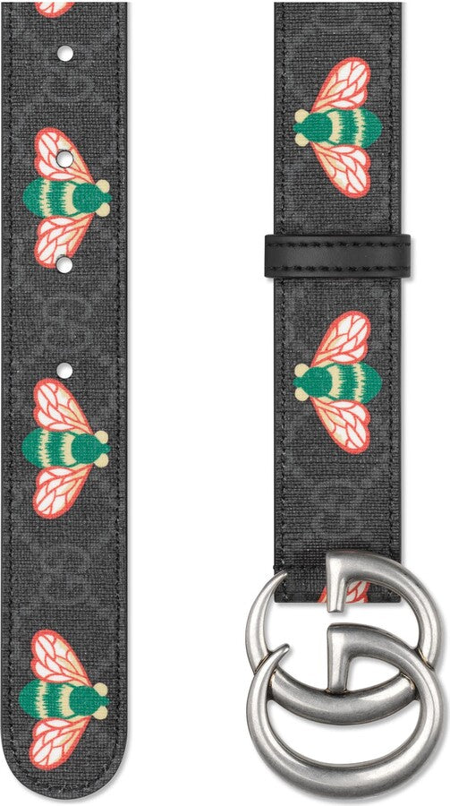 Gucci GG SUPREME BEES APPIA Monogram Calfskin Belt