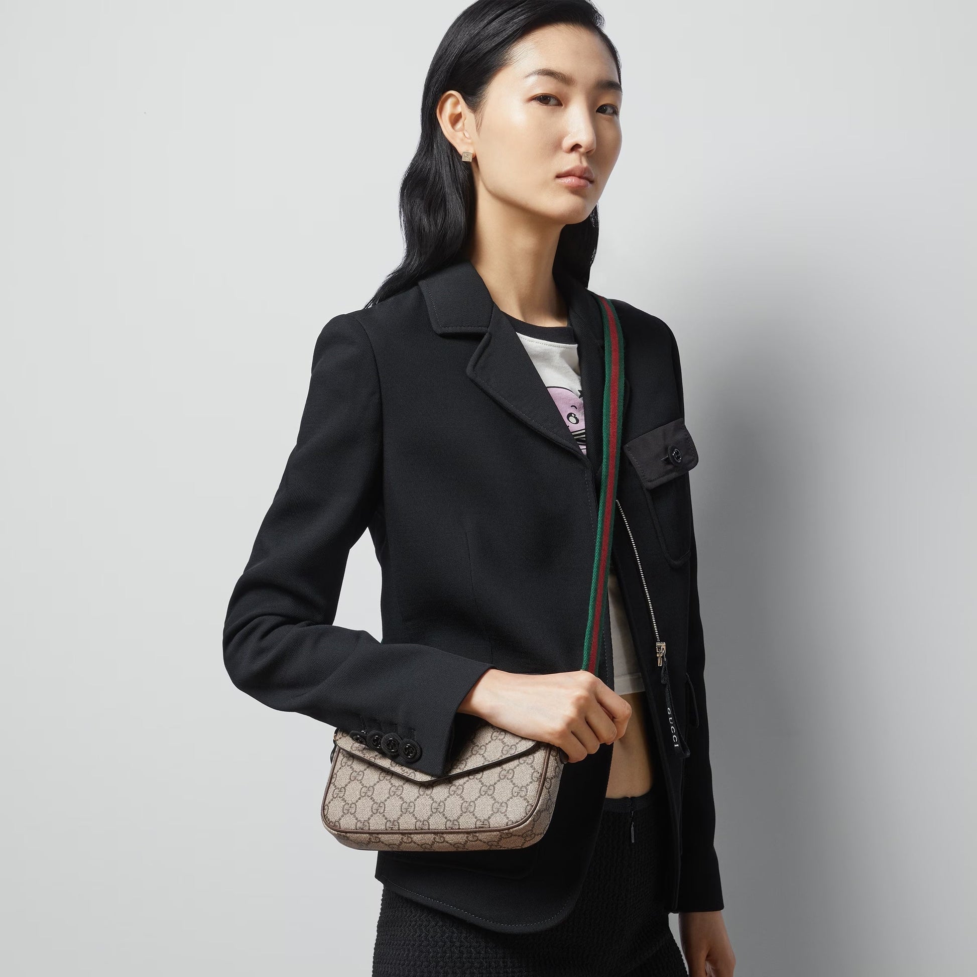 Gucci GG SUPREME OPHIDIA ENVELOPE Mini Shoulder Bag
