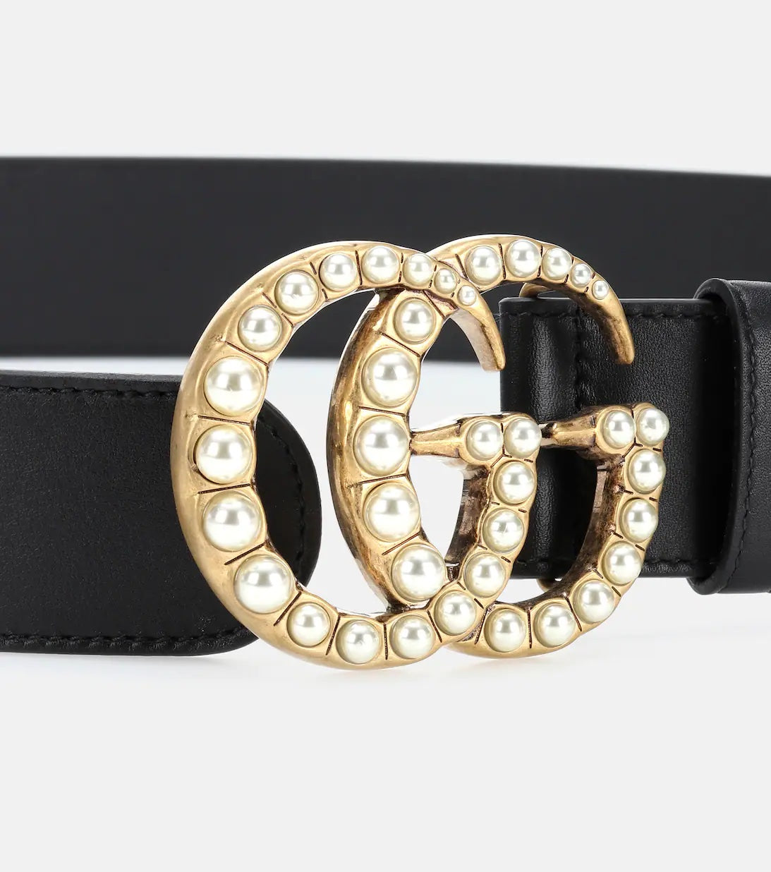 Gucci GG FAUX PEARL Leather Belt