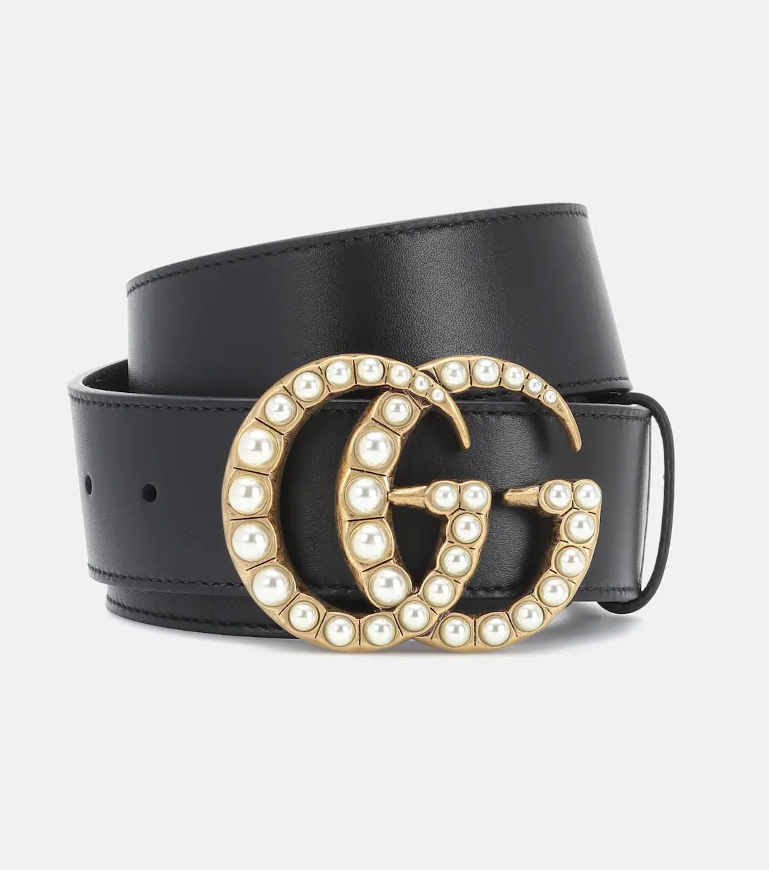 Gucci GG FAUX PEARL Leather Belt