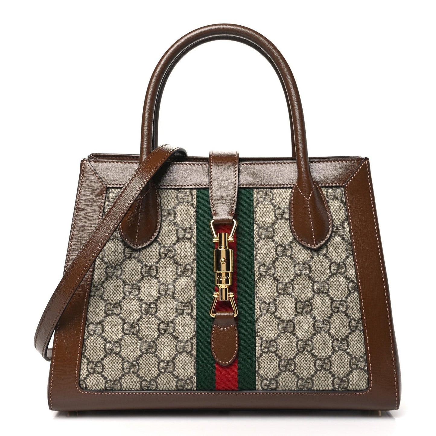 Gucci GG SUPREME AZALEA WEB JACKIE Monogram Calfskin Tote Bag