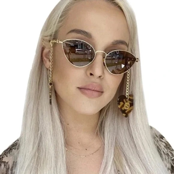Gucci CAT-EYE Gold Chain Sunglasses