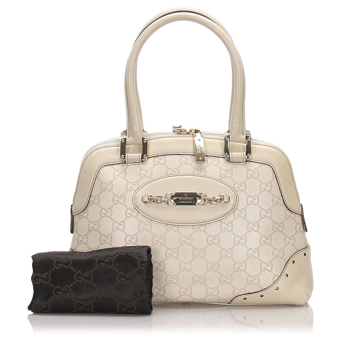 Gucci HORSEBIT PLAQUE Calfskin Logo Shoulder Bag