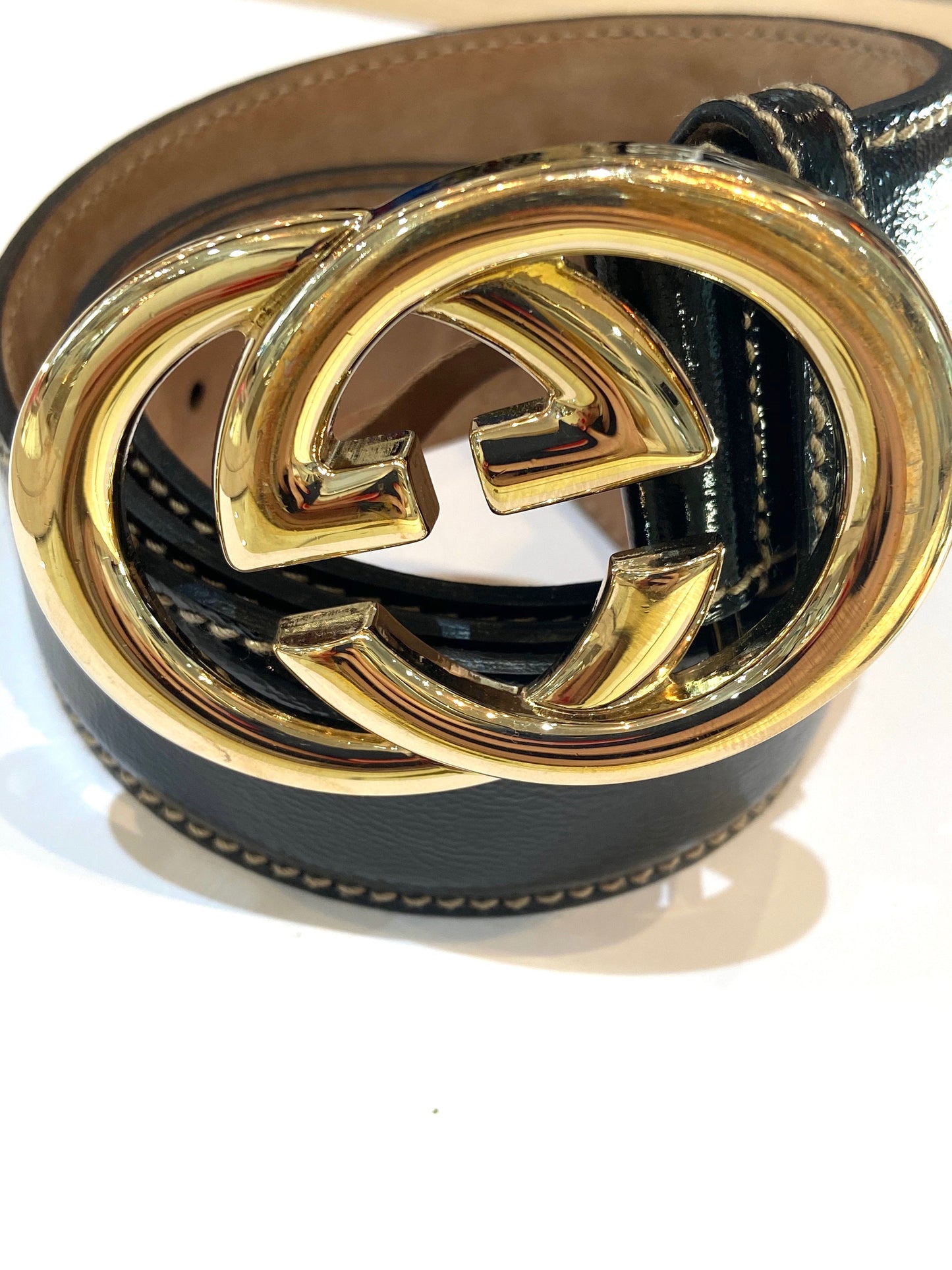 Gucci GG BUCKLE Leather Patent Belt