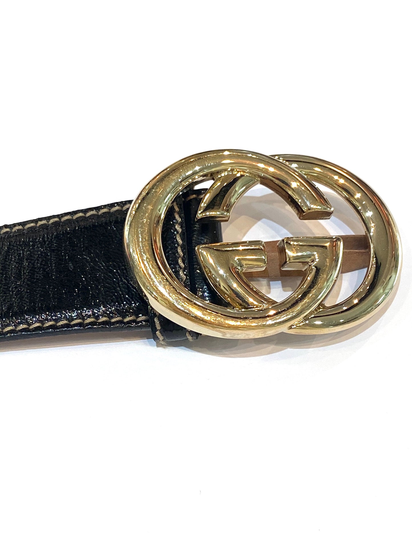 Gucci GG BUCKLE Leather Patent Belt