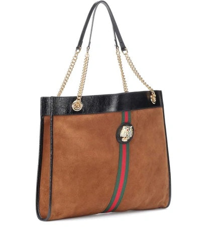 Gucci LINEA RAJAH Suede Large Tote Bag