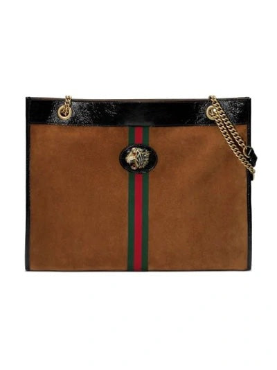 Gucci LINEA RAJAH Suede Large Tote Bag