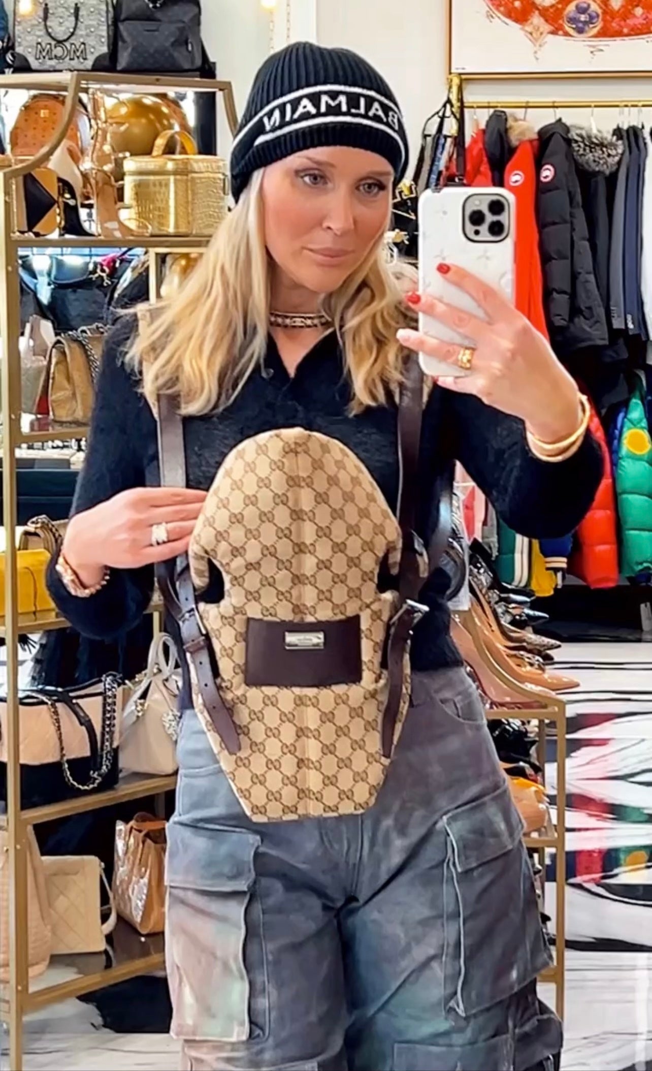 Gucci GG BABY CARRIER Monogram Travel Bag