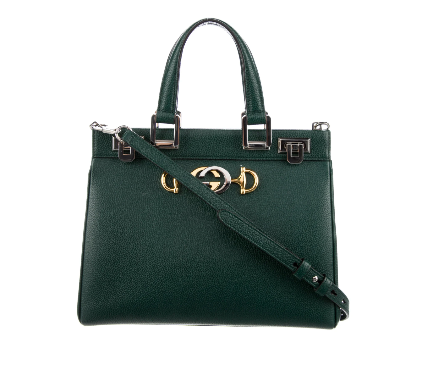 Gucci PEBBLED ZUMI Leather Calfskin Top Handle Travel Bag