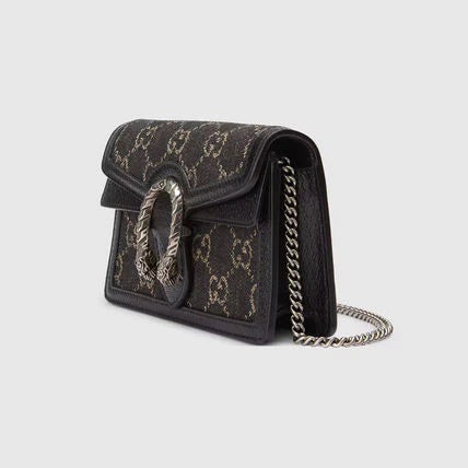 Gucci GG SUPER DIONYSUS Monogram Denim Black Mini Shoulder Bag