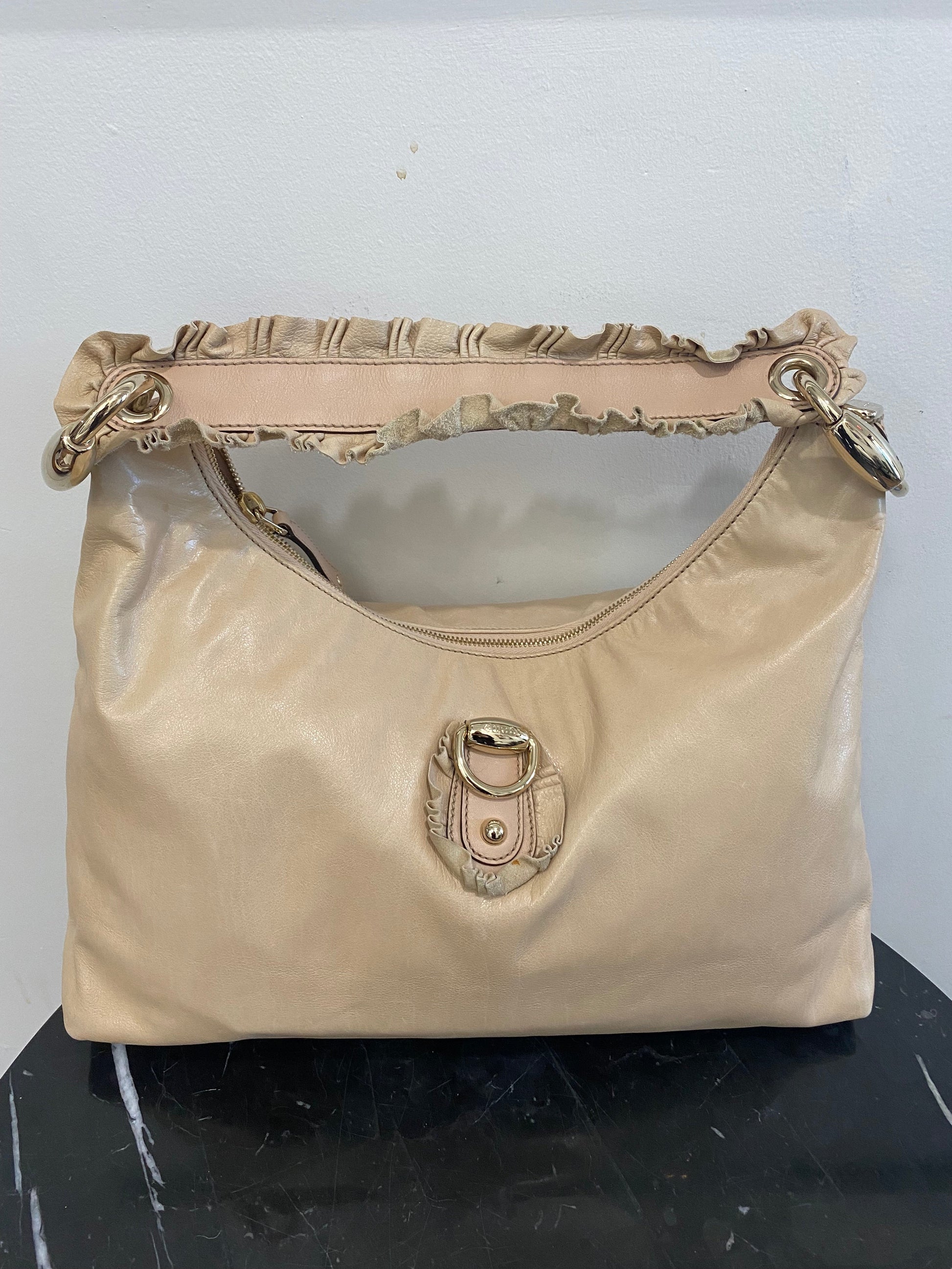 Gucci SABRINA RUFFLE Leather Shoulder Bag