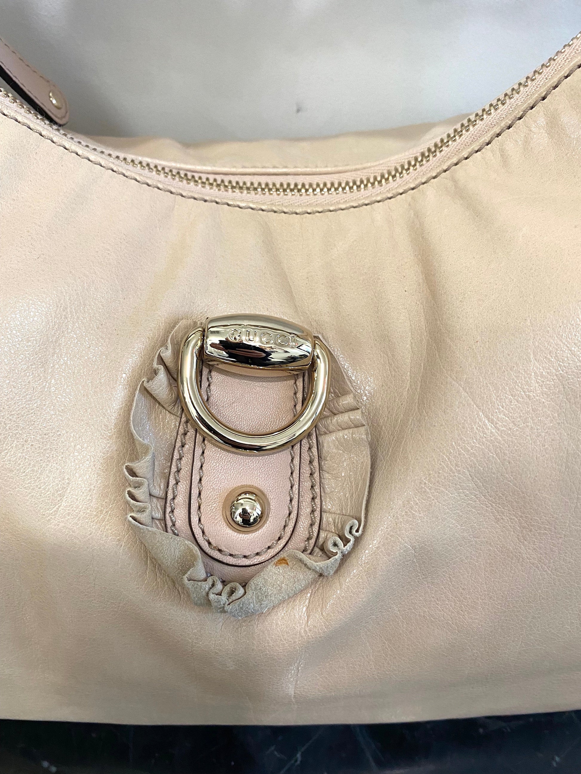 Gucci SABRINA RUFFLE Leather Shoulder Bag