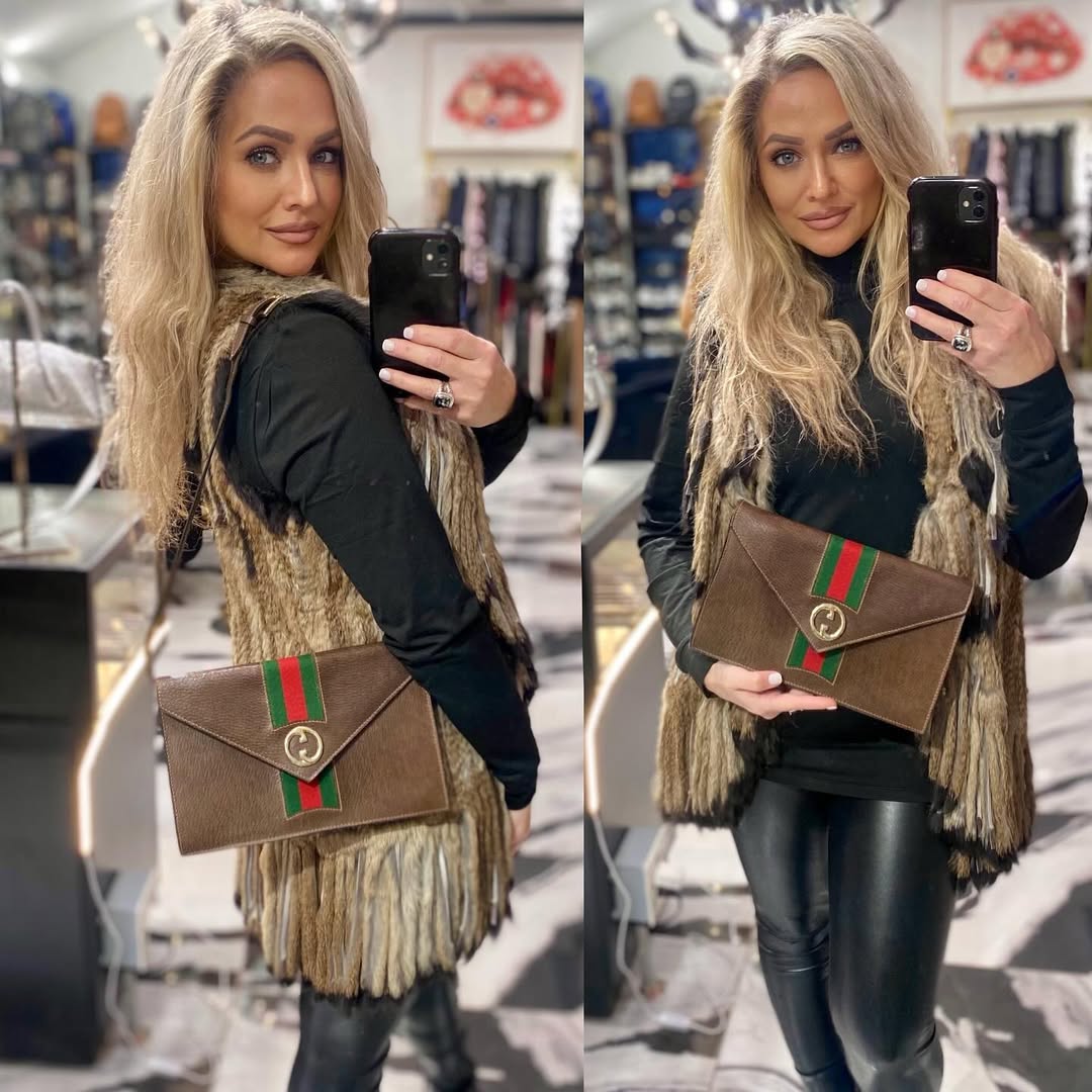 Gucci SHERRY LINE GG WEB Leather Shoulder Bag