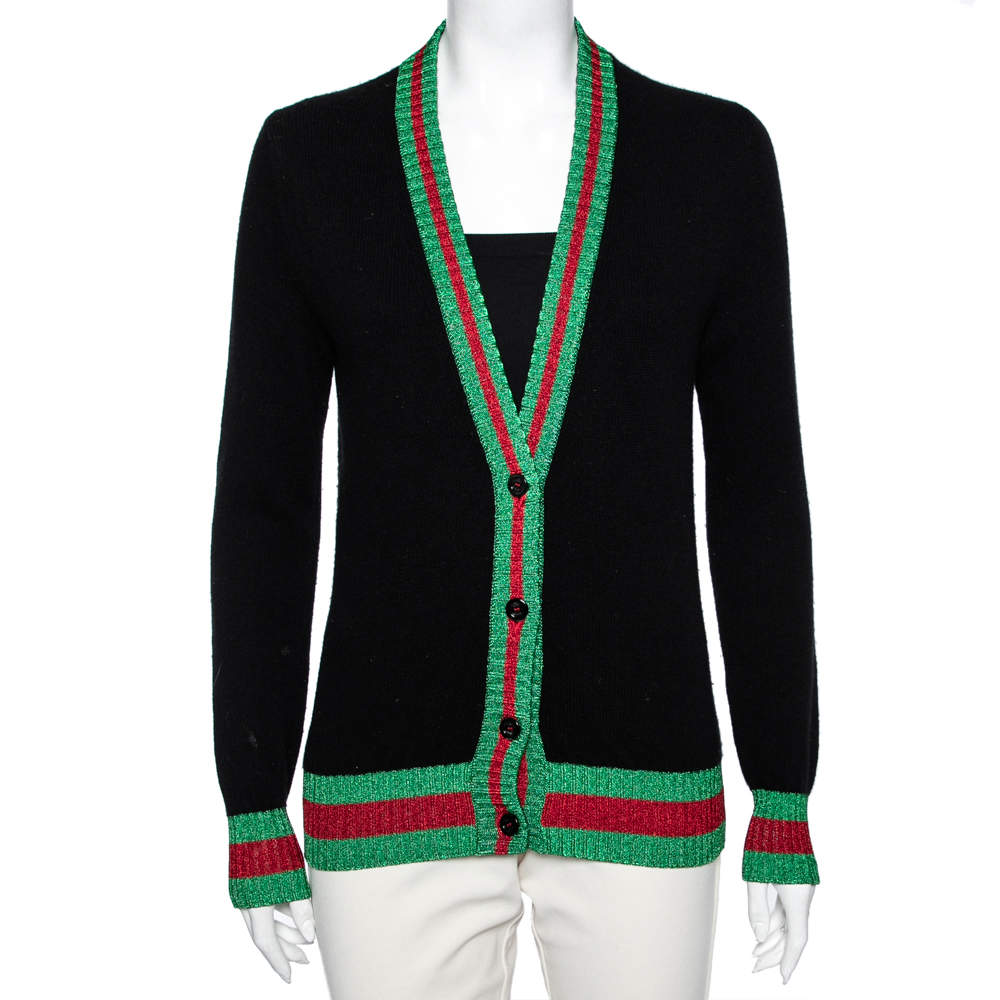 Gucci WEB TRIM SWEATER CARDIGAN Wool Apparel