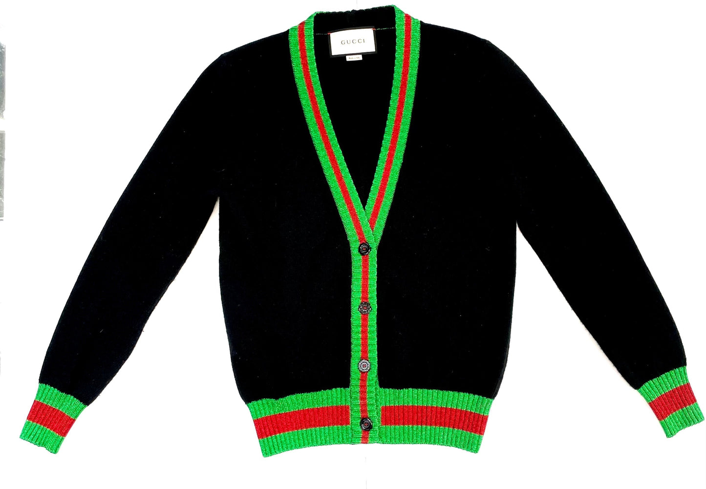 Gucci WEB TRIM SWEATER CARDIGAN Wool Apparel