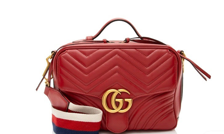 Gucci GG MARMONT ZIP AROUND TOP Matelasse Leather Travel Bag