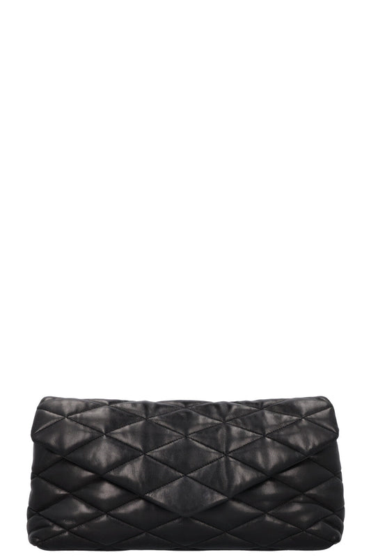 YSL Saint Laurent Clutch Bag Sade Clutch Leather Quilted Black