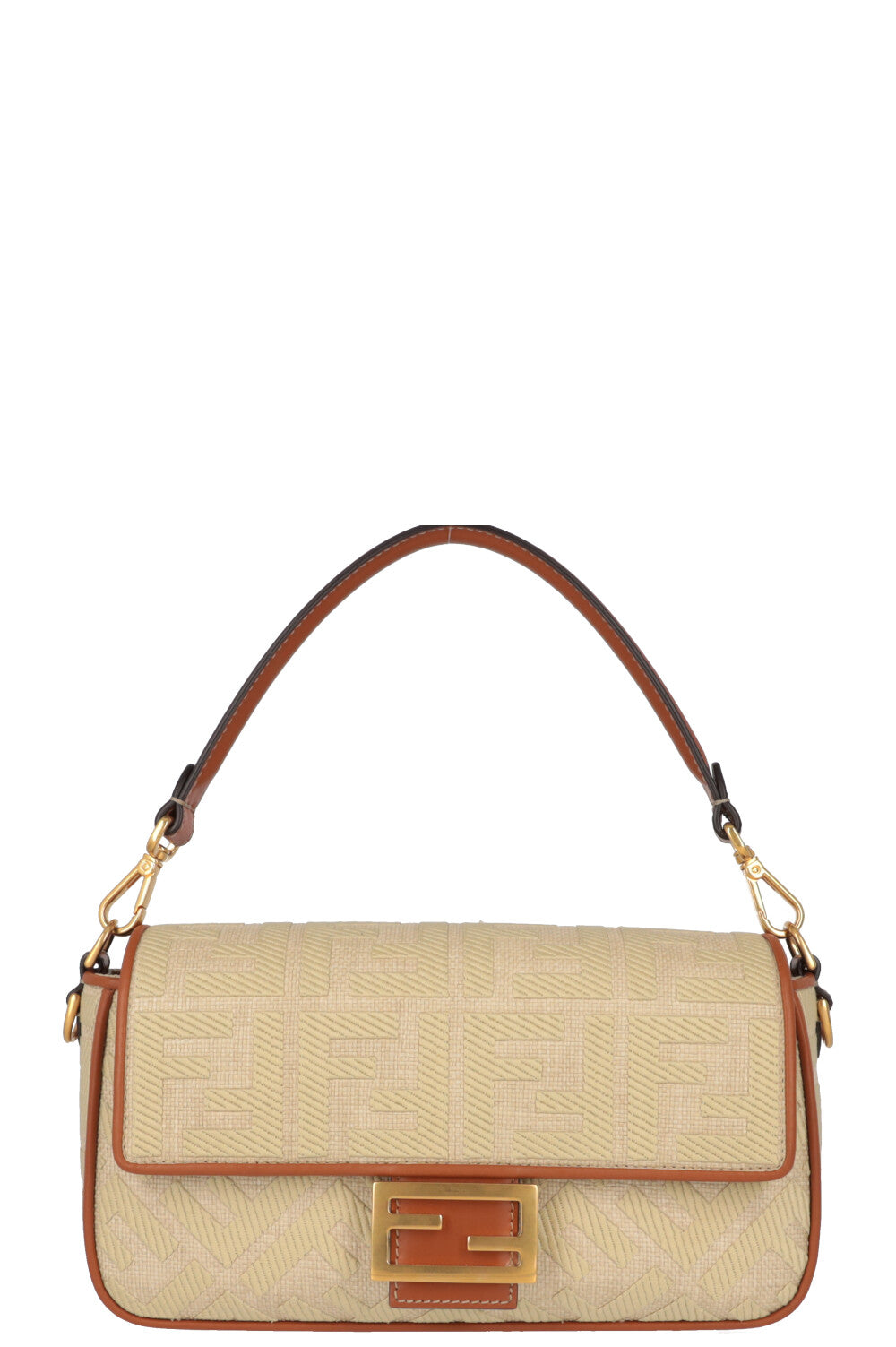 Fendi Crossbody Bag Baguette Zucca Brown Beige Medium Shoulder Bag