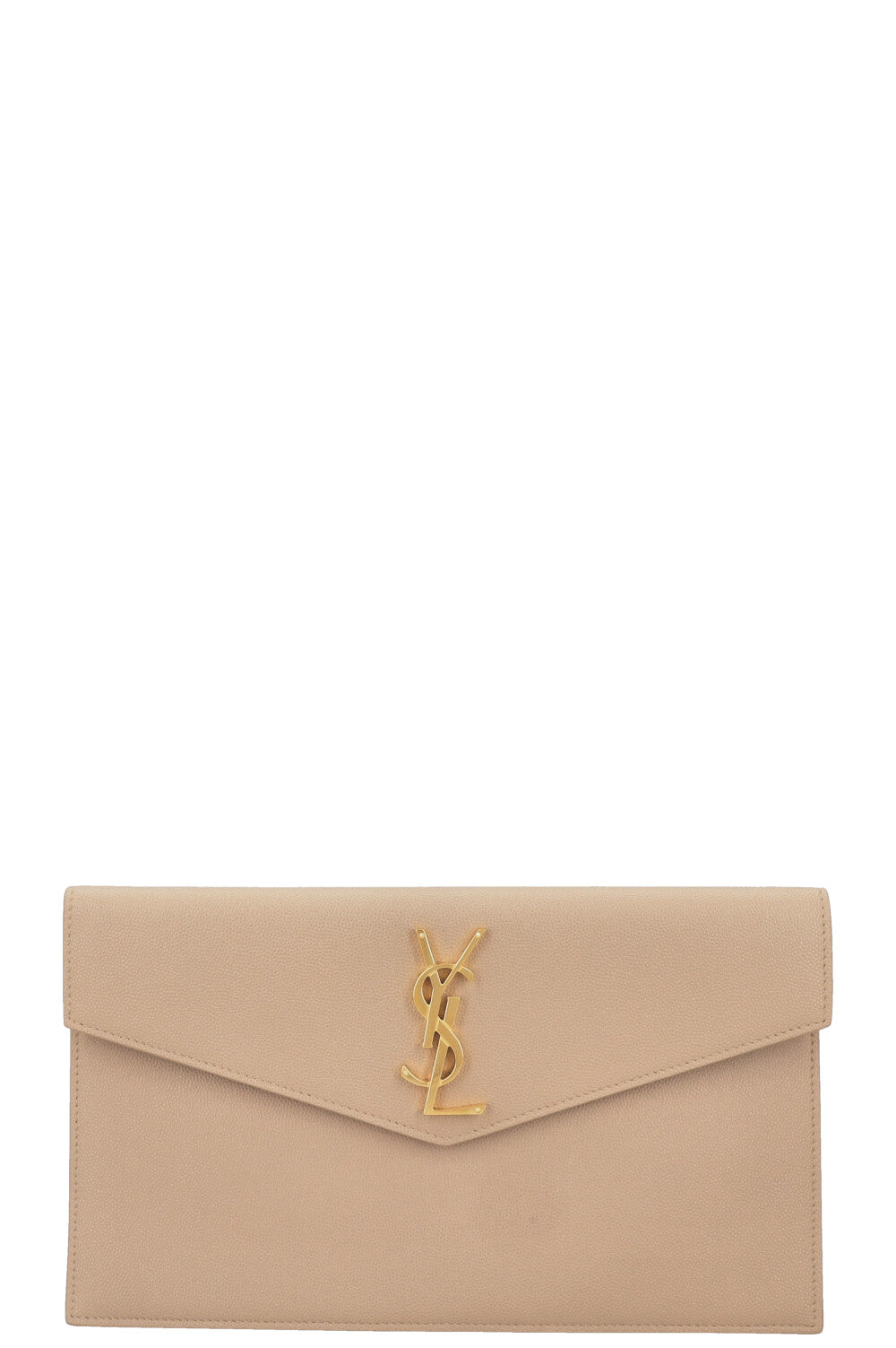 YSL Saint Laurent Clutch Bag Grain De Poudre Uptown Clutch Beige