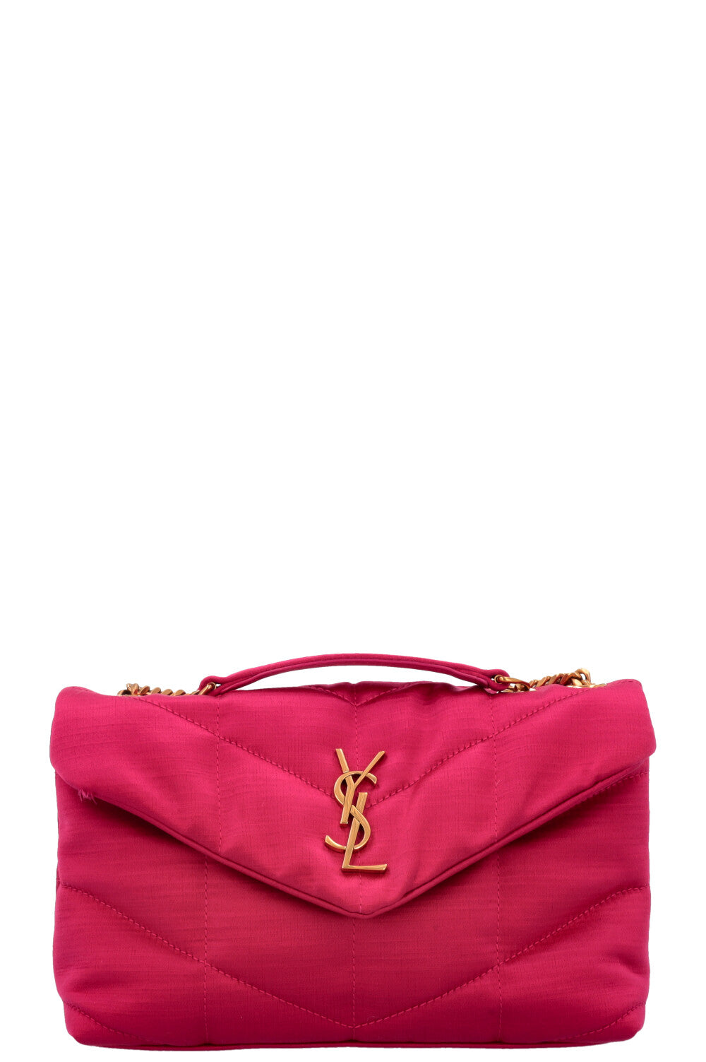 YSL Saint Laurent Crossbody Bag Puffer Satin Pink Toy