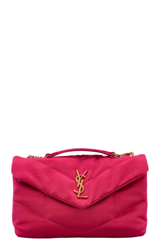 YSL Saint Laurent Crossbody Bag Puffer Satin Pink Toy
