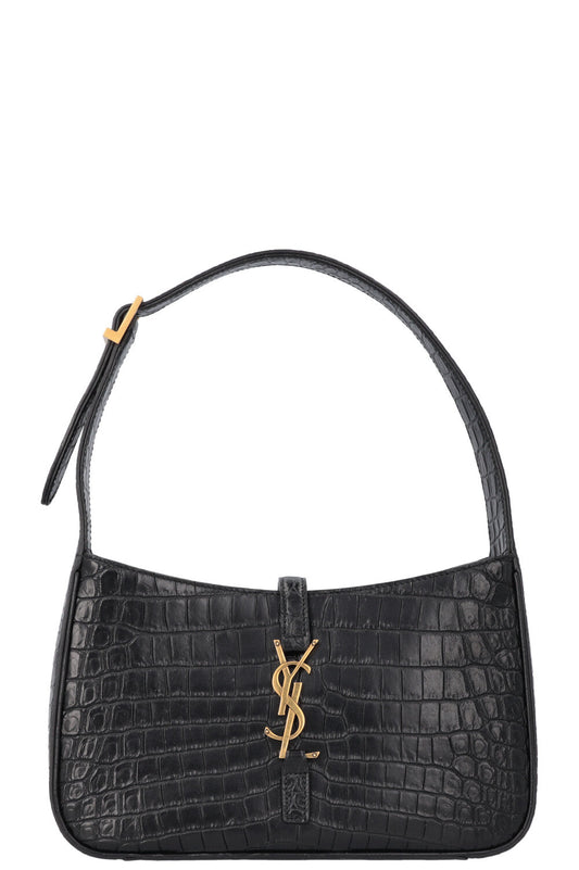 YSL Saint Laurent Le 5 à 7 Croc Black Embossed Handbag