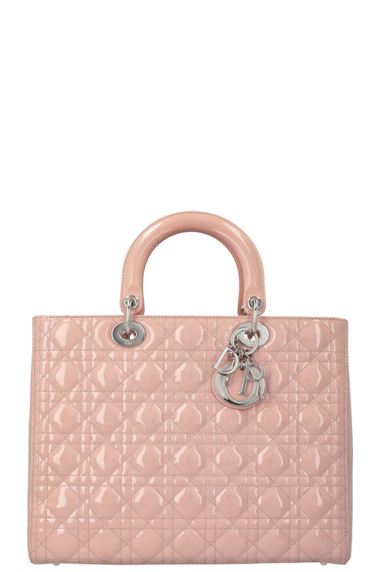 Dior Handbag Lady Rosa Patent Large