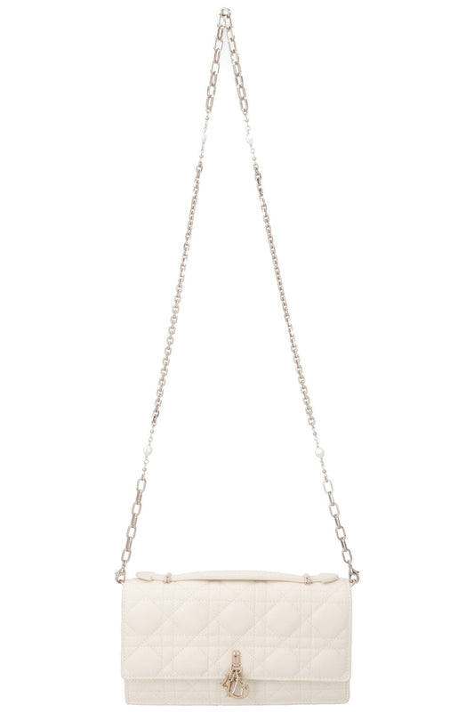 Dior Crossbody Bag My Bag Cannage Leather White Top Handle