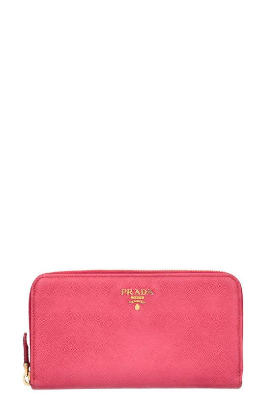 Prada Wallet Saffiano Pink Zip Handbag