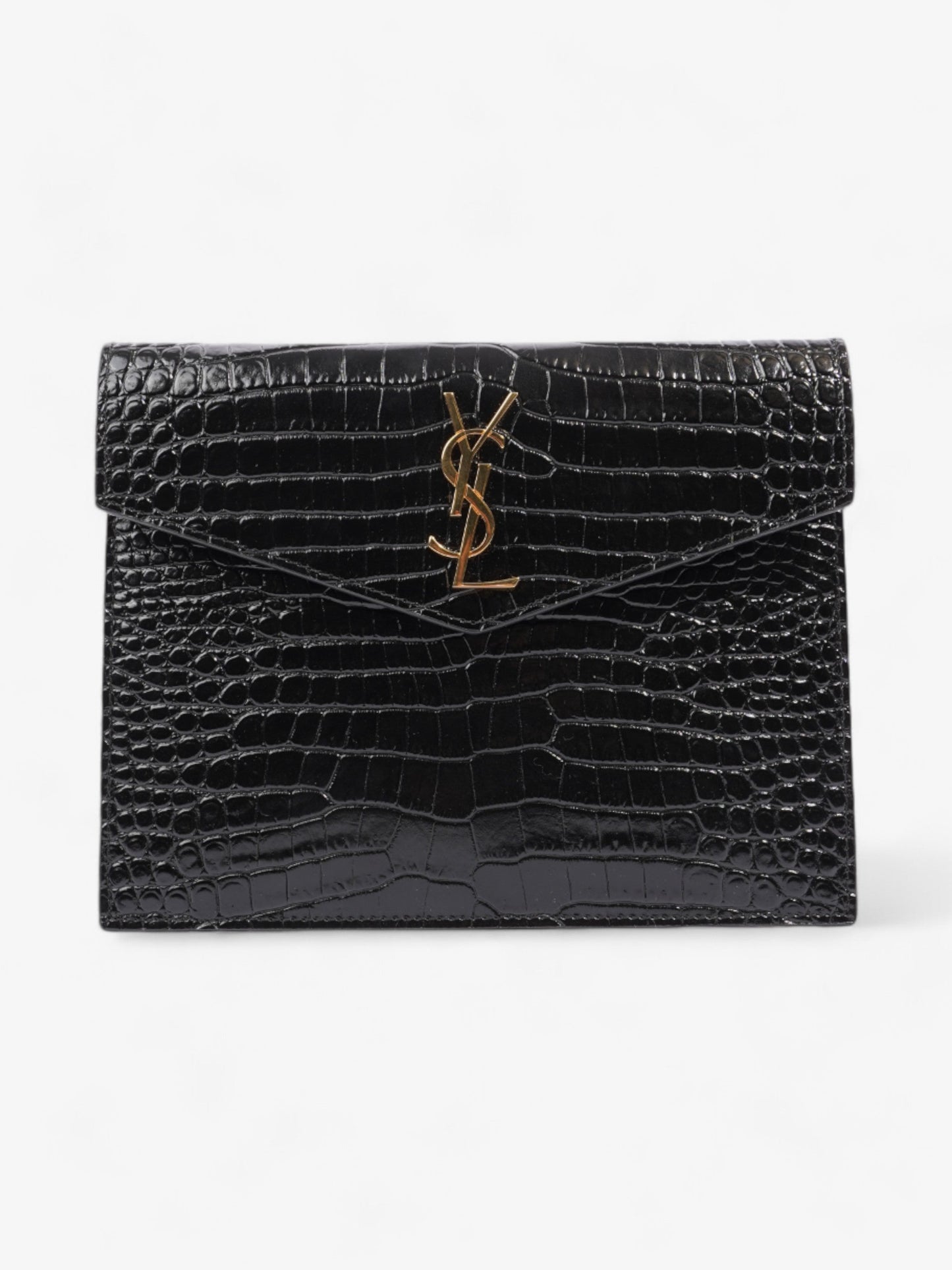 YSL Saint Laurent Uptown Clutch Leather Black Embossed Clutch Bag Embossed Leather 1