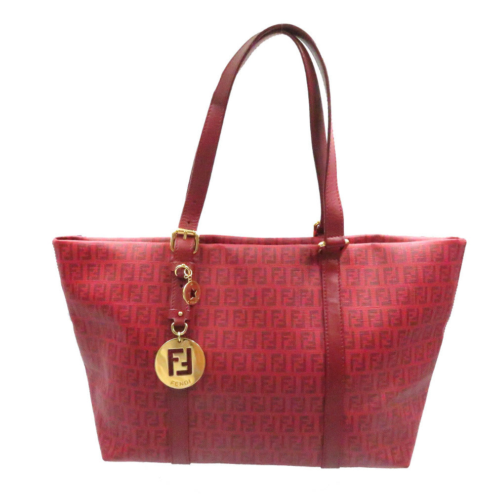 Fendi Tote Bag 8Bh215 Pvc Coated Zucchino Women Canvas Red