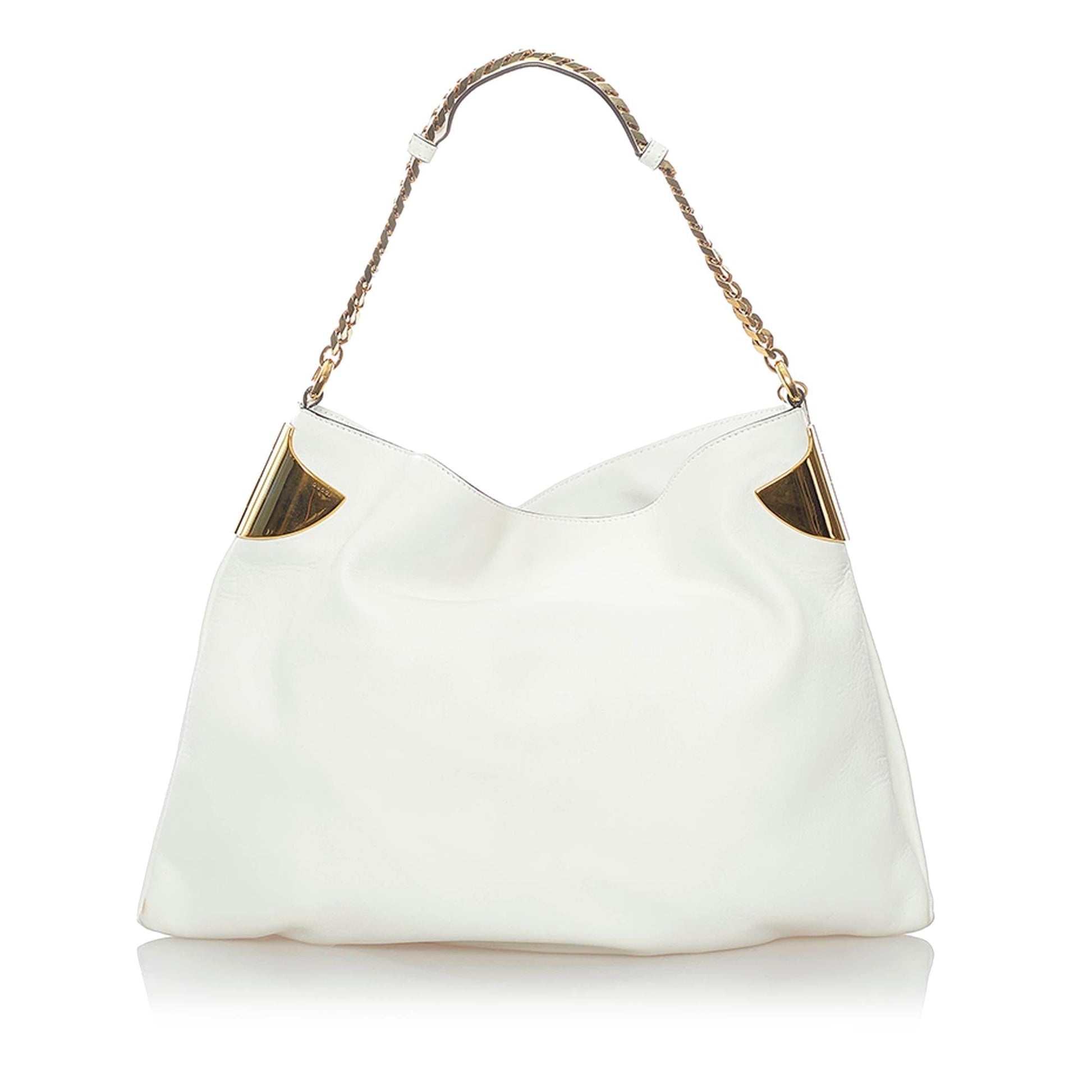 Gucci SHG Leather Calf White Chain Shoulder Bag