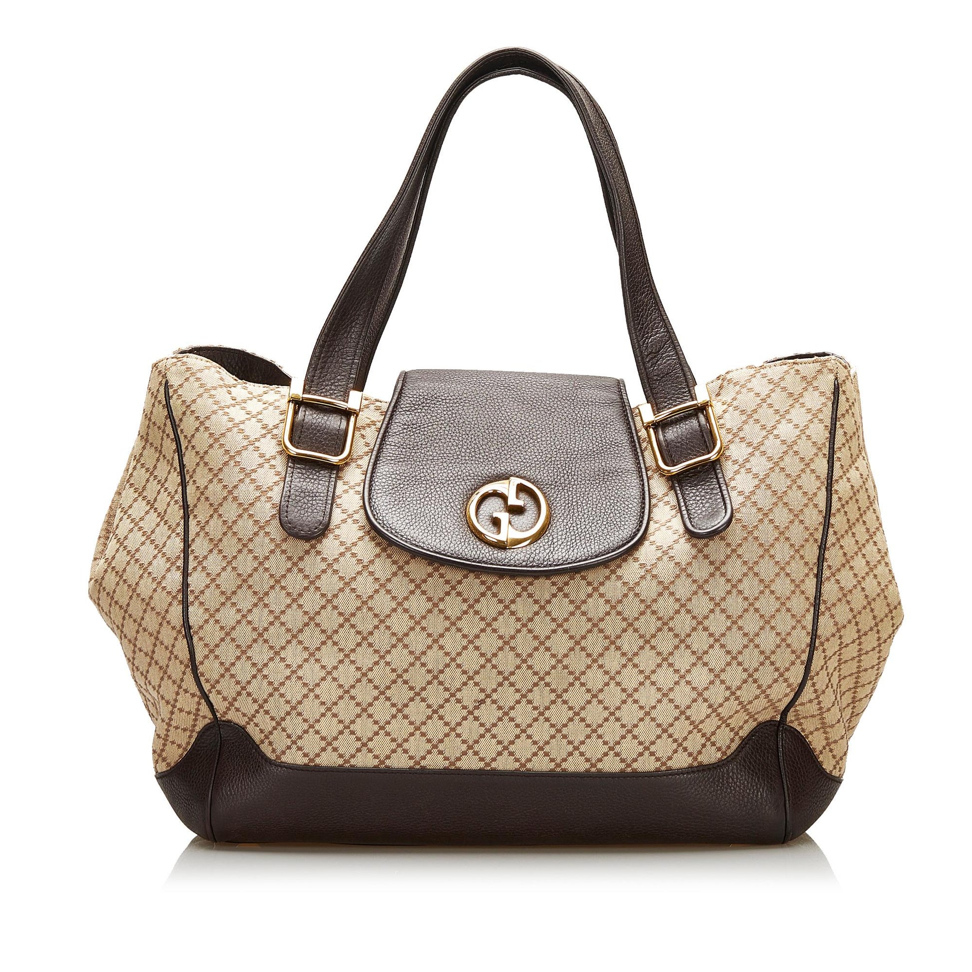 Gucci Diamante SHG Canvas Brown Tote Bag